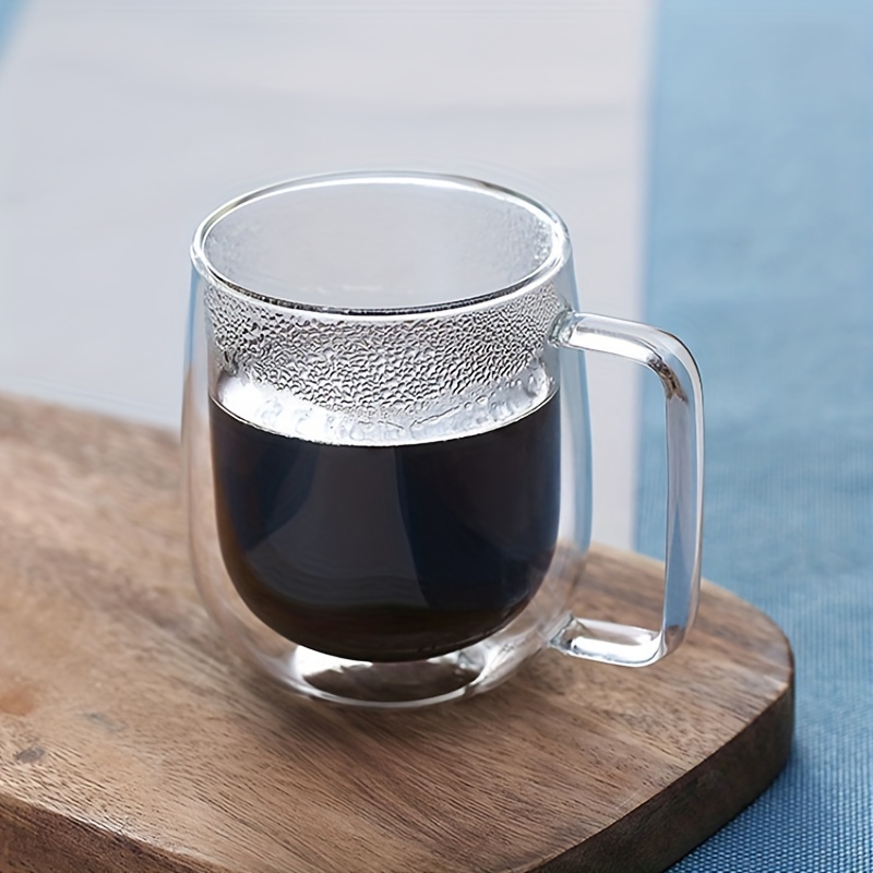 Reusable Double Wall Insulated Clear Glass Handmade Coffee Mug