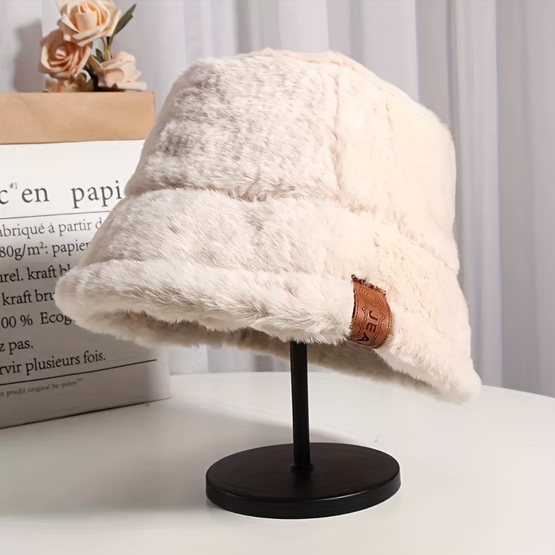 Candy Color Fuzzy Bucket Hat Women Winter Warm Soft Plush - Temu Canada