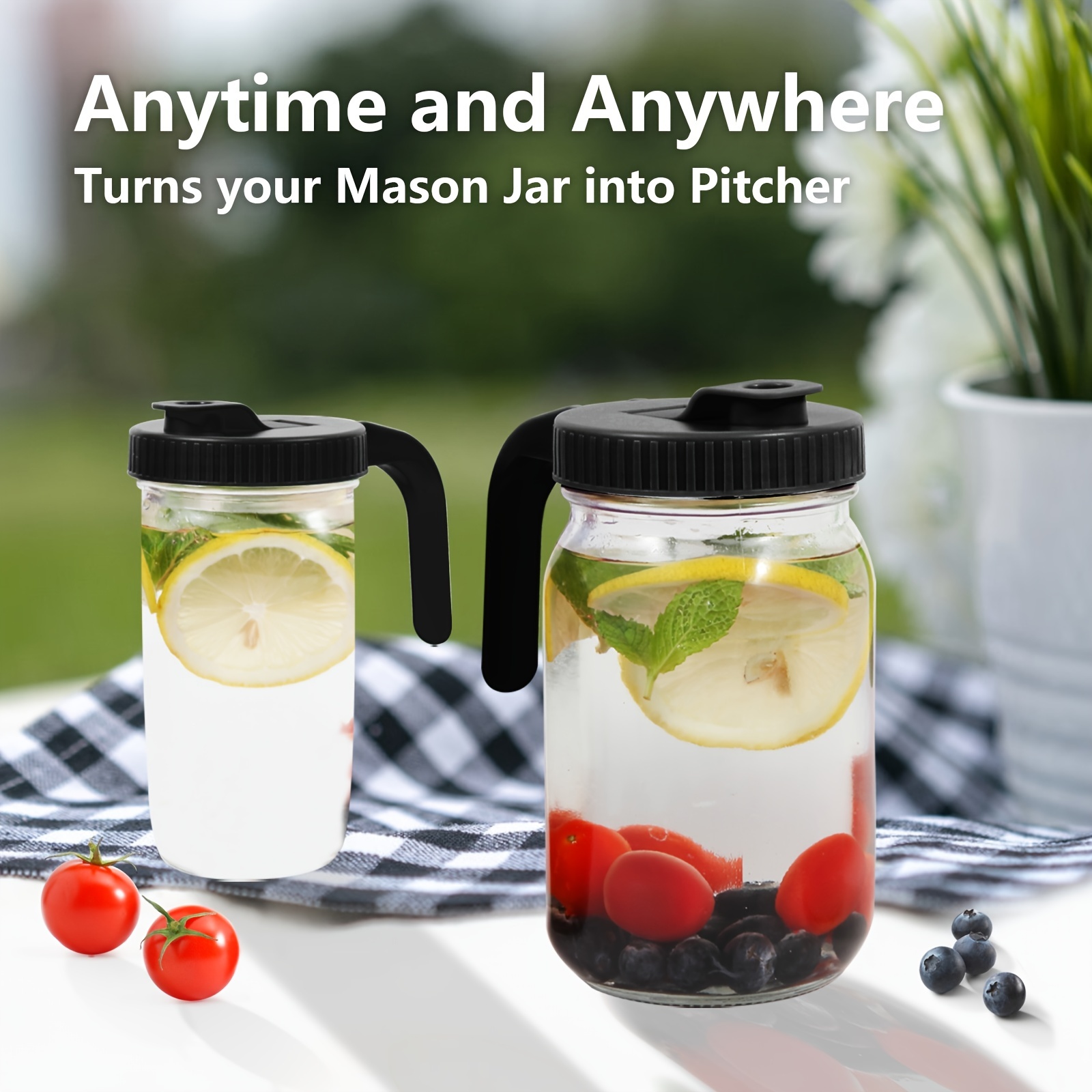  Mason Jar Pitcher with Pour Spout Lid - Wide Mouth,1