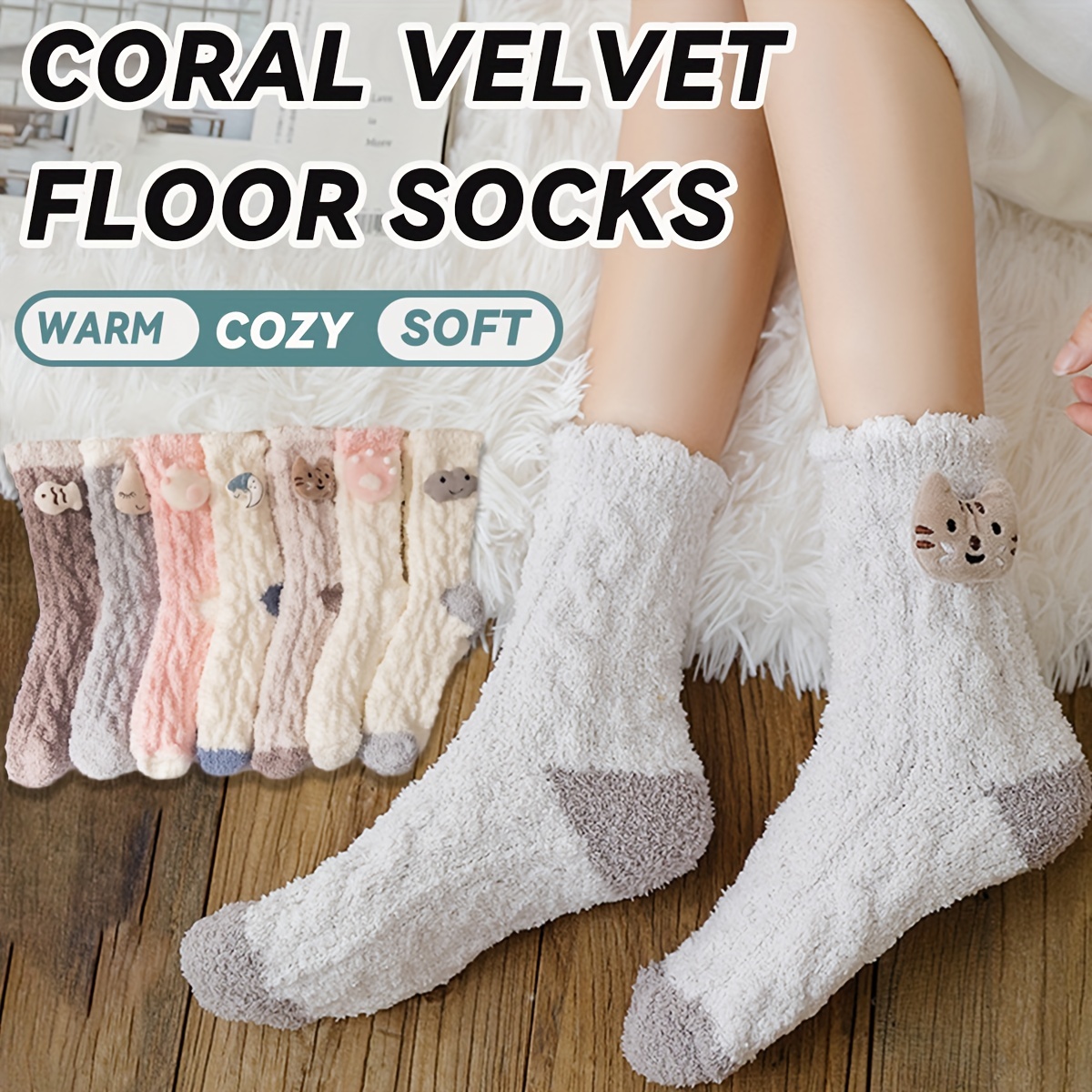 Women's Winter Fuzzy Socks Terry Fleece Cozy Casual Animal - Temu