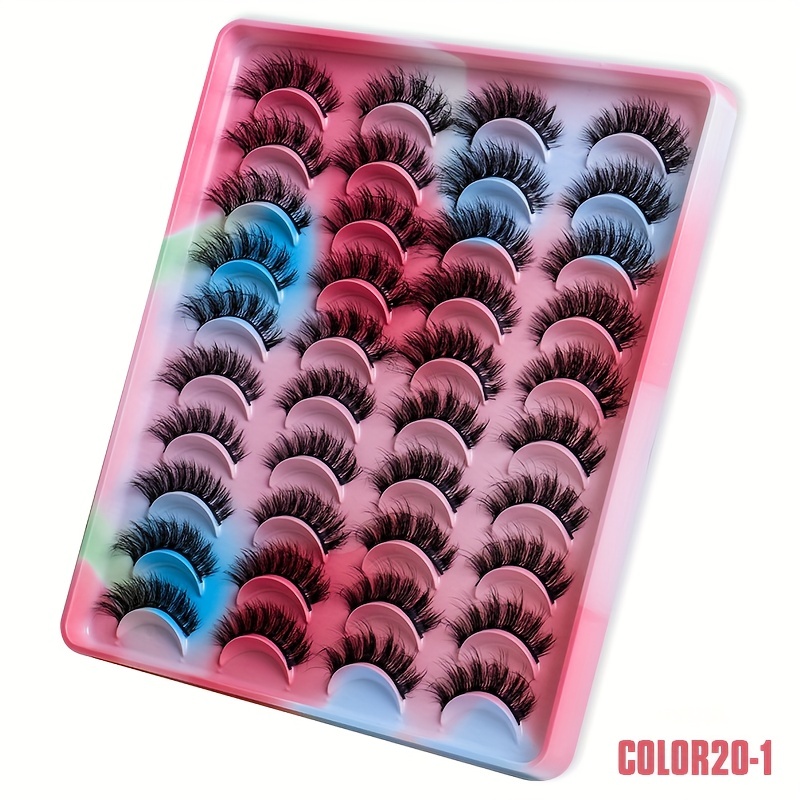 20 Pairs Fluffy False Eyelashes Thick Crossed Faux Mink Hair Lashes