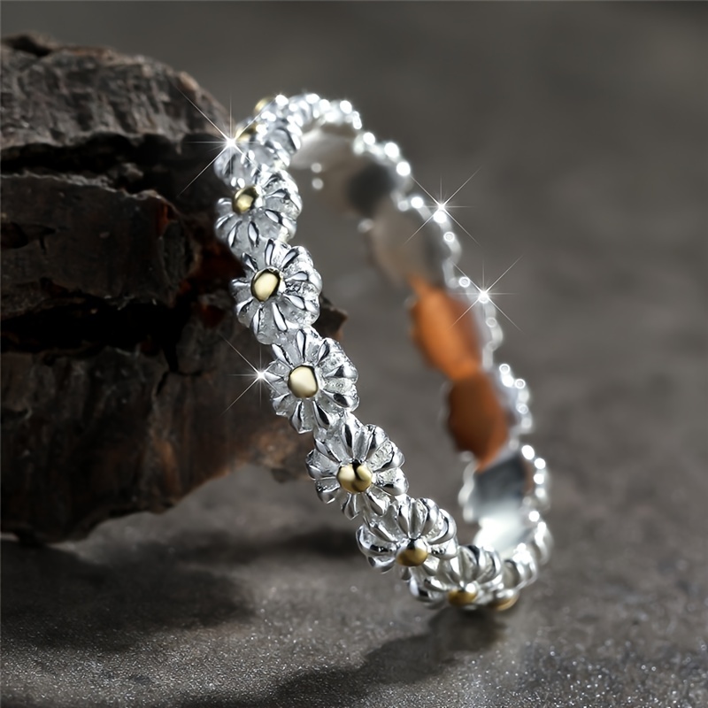 Dainty Flower 925 Sterling Silver Engagement Ring