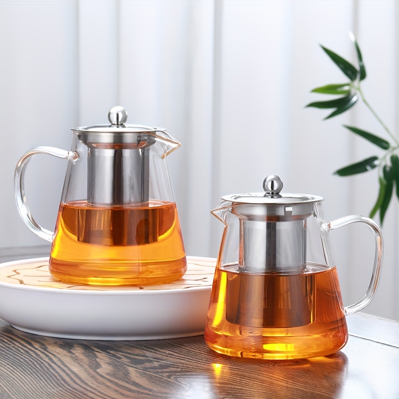 Glass Teapot, Borosilicate Clear Tea Kettle With Removable Stainless Steel  Infuser, Teapot Blooming And Loose Leaf, Tea Maker, Tea Brewer For Camping,  Travel - Temu