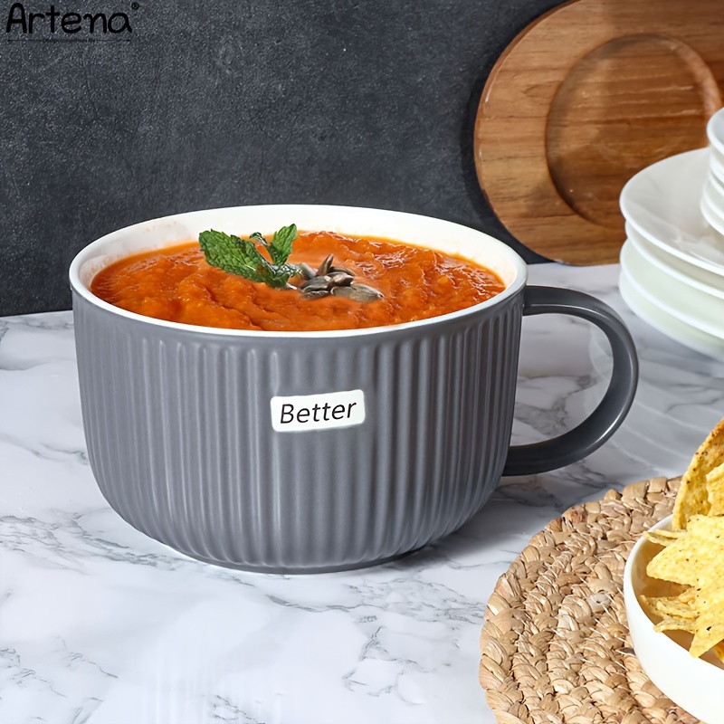 Tazas de desayuno gigantes, ensaladera, taza de sopa de cerámica,  recipiente de taza de sopa único