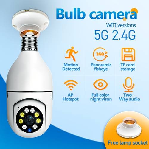 1pc Wireless Security Camera Indoor, 360° Panoramic Camera, Full HD 1080P Home Camera, 5GHz WiFi Camera, Dome Surveillance Cameras For Home, Baby, Pet Monitor