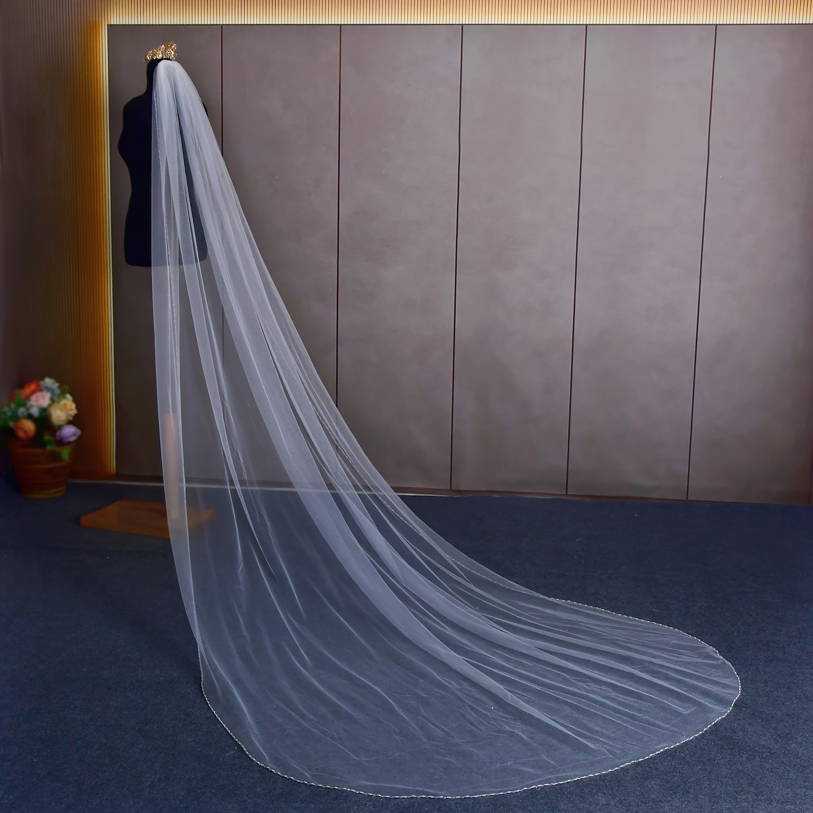 Wedding Veil Beaded Edge Elbow Length Bridal Veil Bridal Temu Denmark