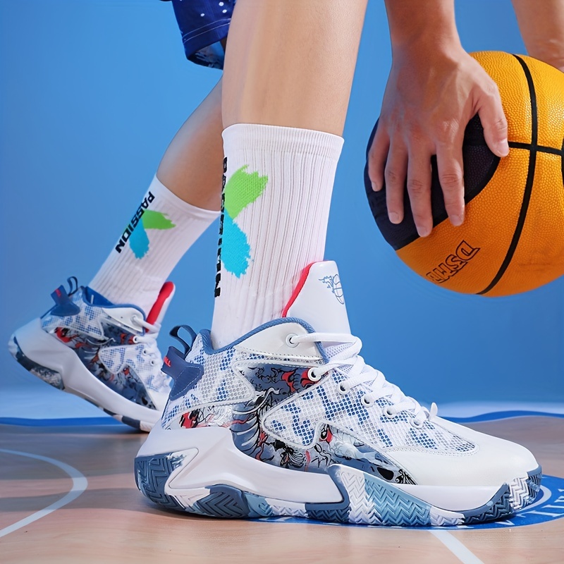 Men's Professional Basketball Shoes: Comfy Doodle Pattern - Temu