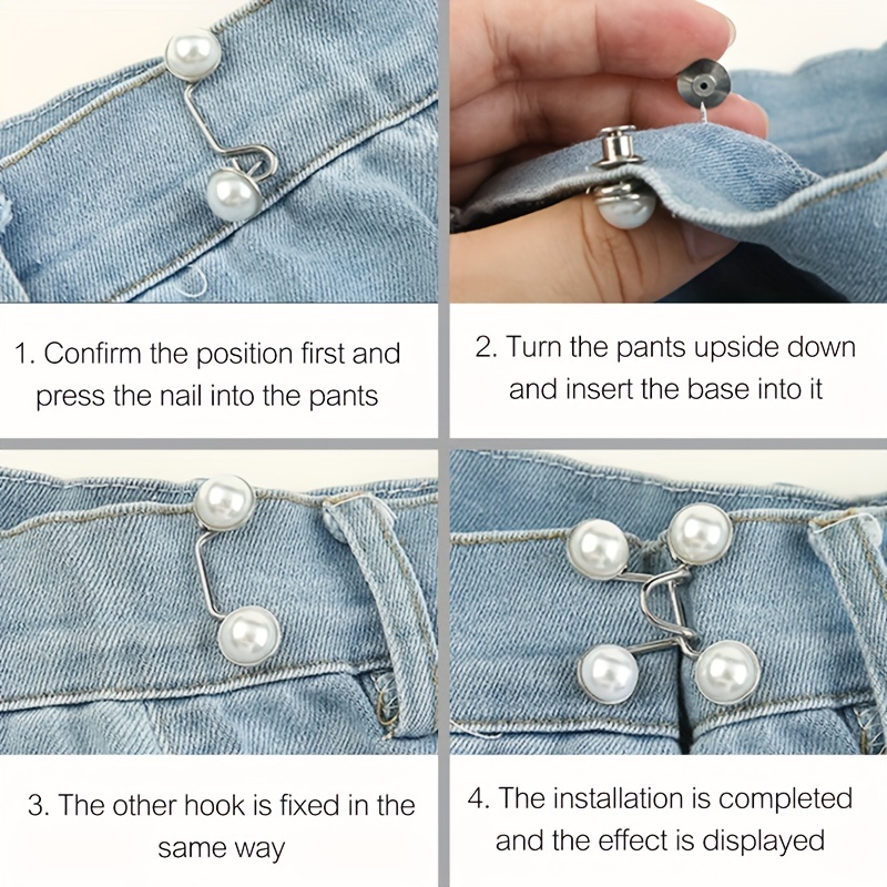 1pc Waist Button, Nail-free, Detachable Button For Waist Adjustment,  Adjustable Button For Jeans, Waistband Tightener, No Sewing (Faux Pearl  Black, Faux Pearl White), Sewing Supplies