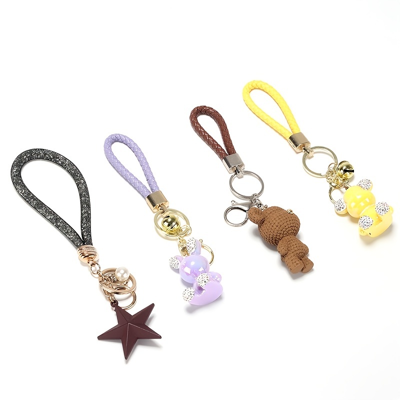 Bow Tie Bear Keychain Fashion Cute Cartoon Animal Colorful Bag Key