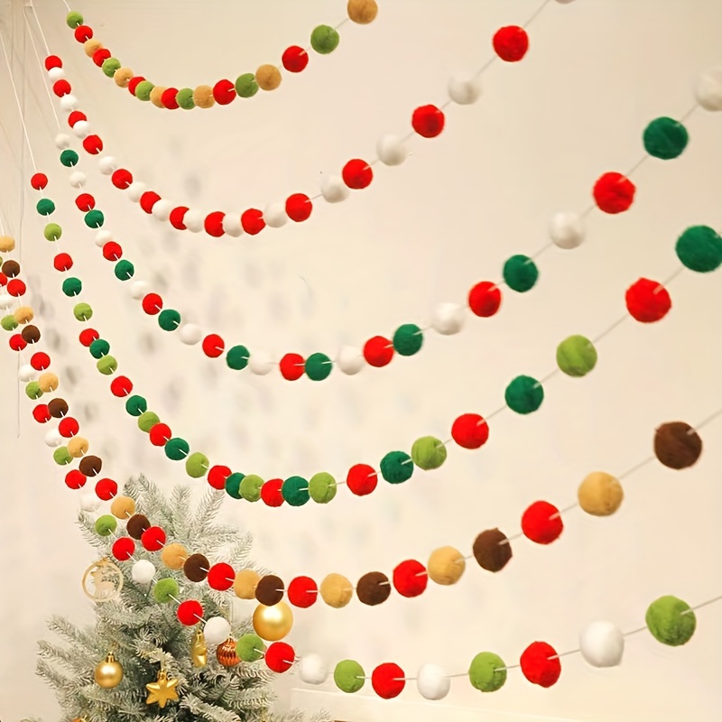 30Pcs Felt Balls String Nursery Garland Pom Poms Home Room Decor DIY