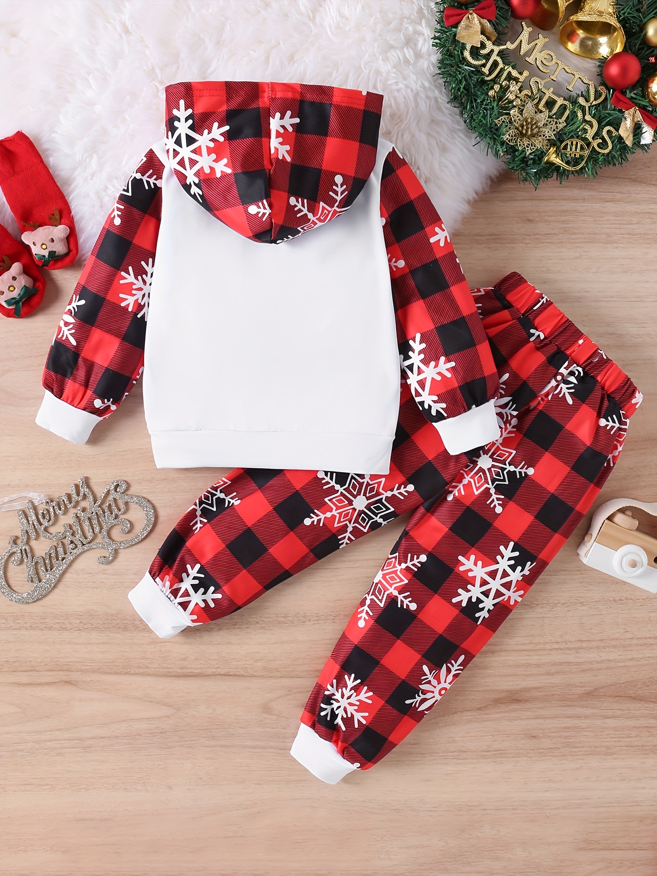 Boy's Christmas Style Outfit 2pcs, Hoodie & Jogger Pants Set, Kid's Clothes  For Spring Fall