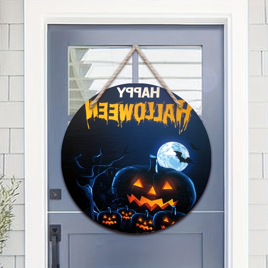 1pc Halloween Signs Rustic Black Ghost Pumpkin Wooden Door Signs ...