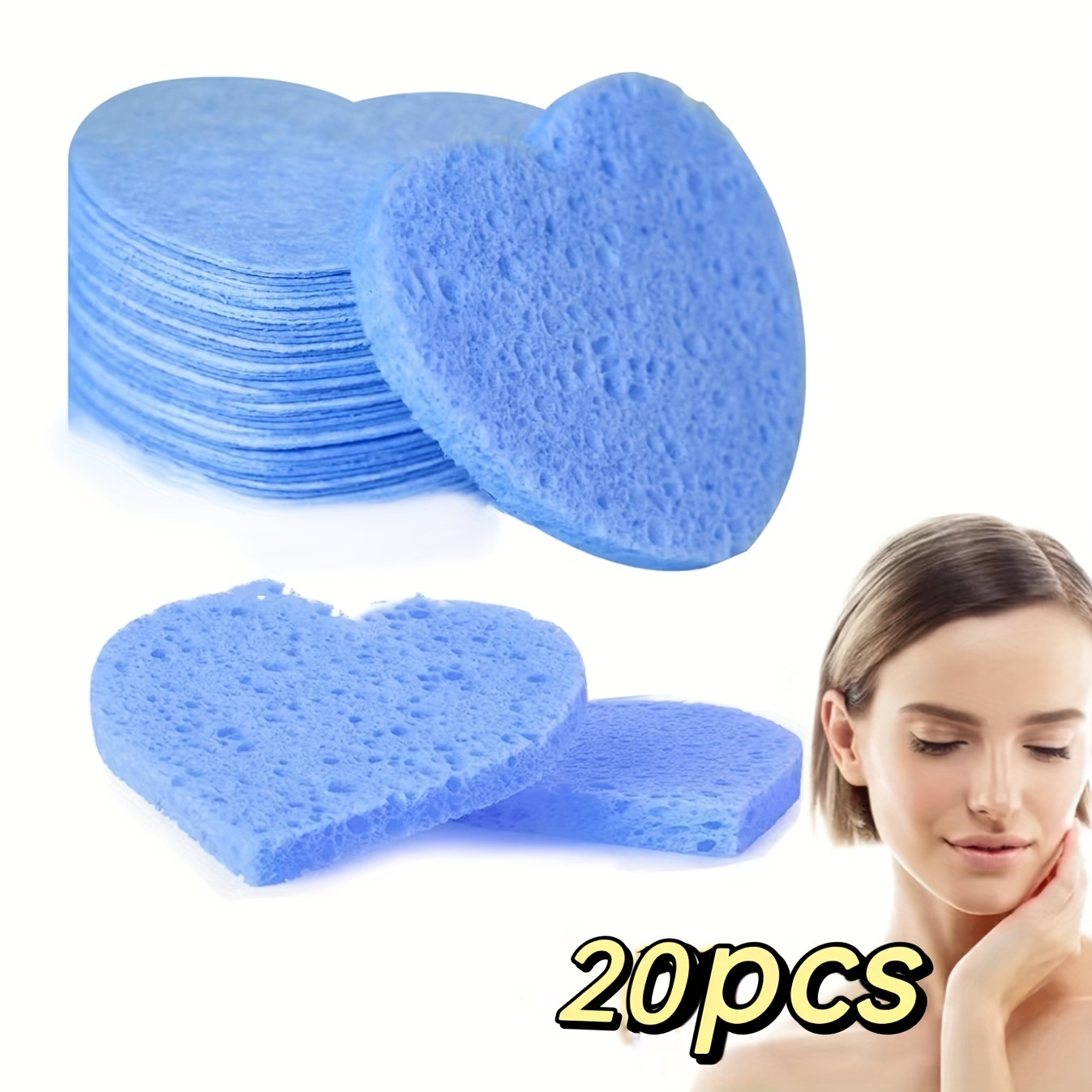 10/20/30 Count Compressed Facial Sponges Heart Shape Round Shape Face  Sponges For Cleansing Natural Facial Cleansing Sponges Pads Exfoliating  Sponges