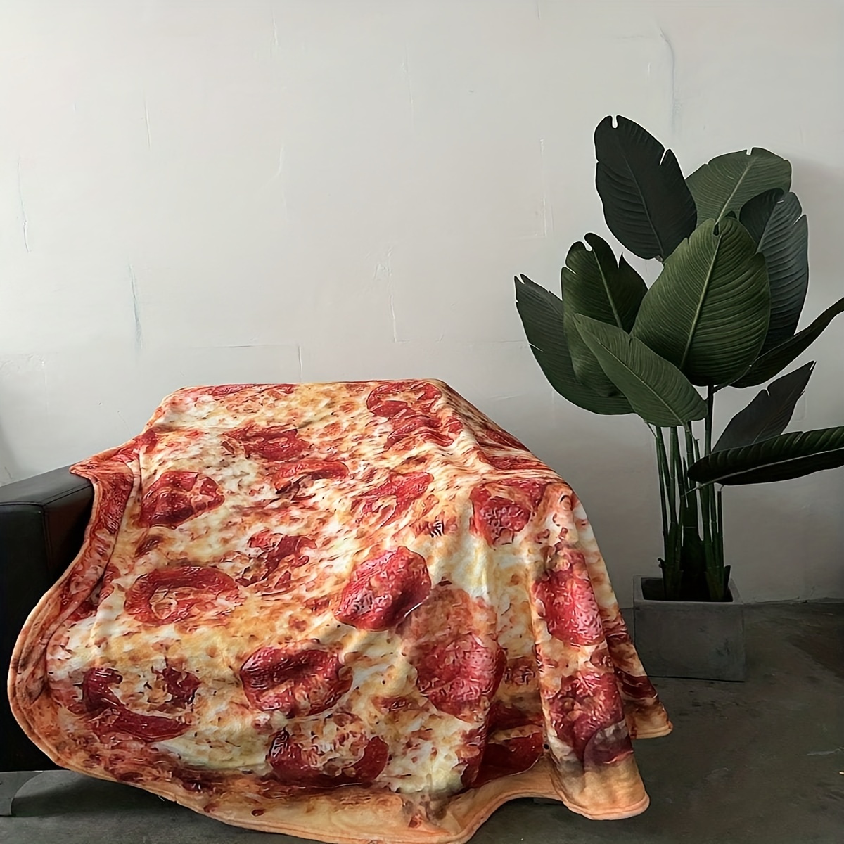 1pc Pizza Print Round Shape Flannel Blanket Couverture en - Temu Switzerland