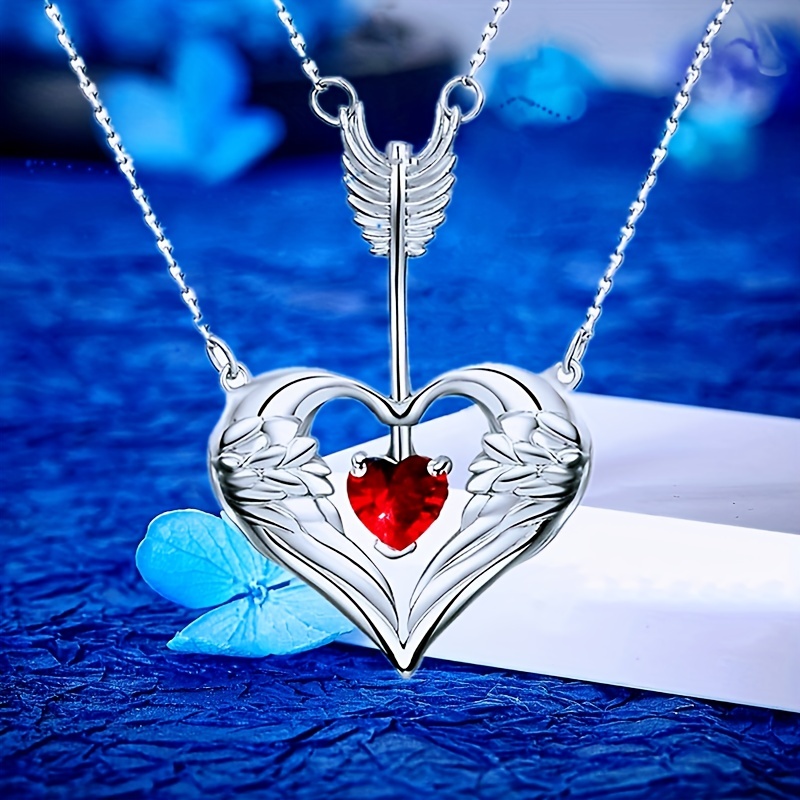 Pink Diamond Necklace Love Collarbone Chain Light Girlfriend Necklace  Birthday Gift Valentines Fashion Jewelry Silver Zircon Pink Heart Necklaces  Gift Wedding 