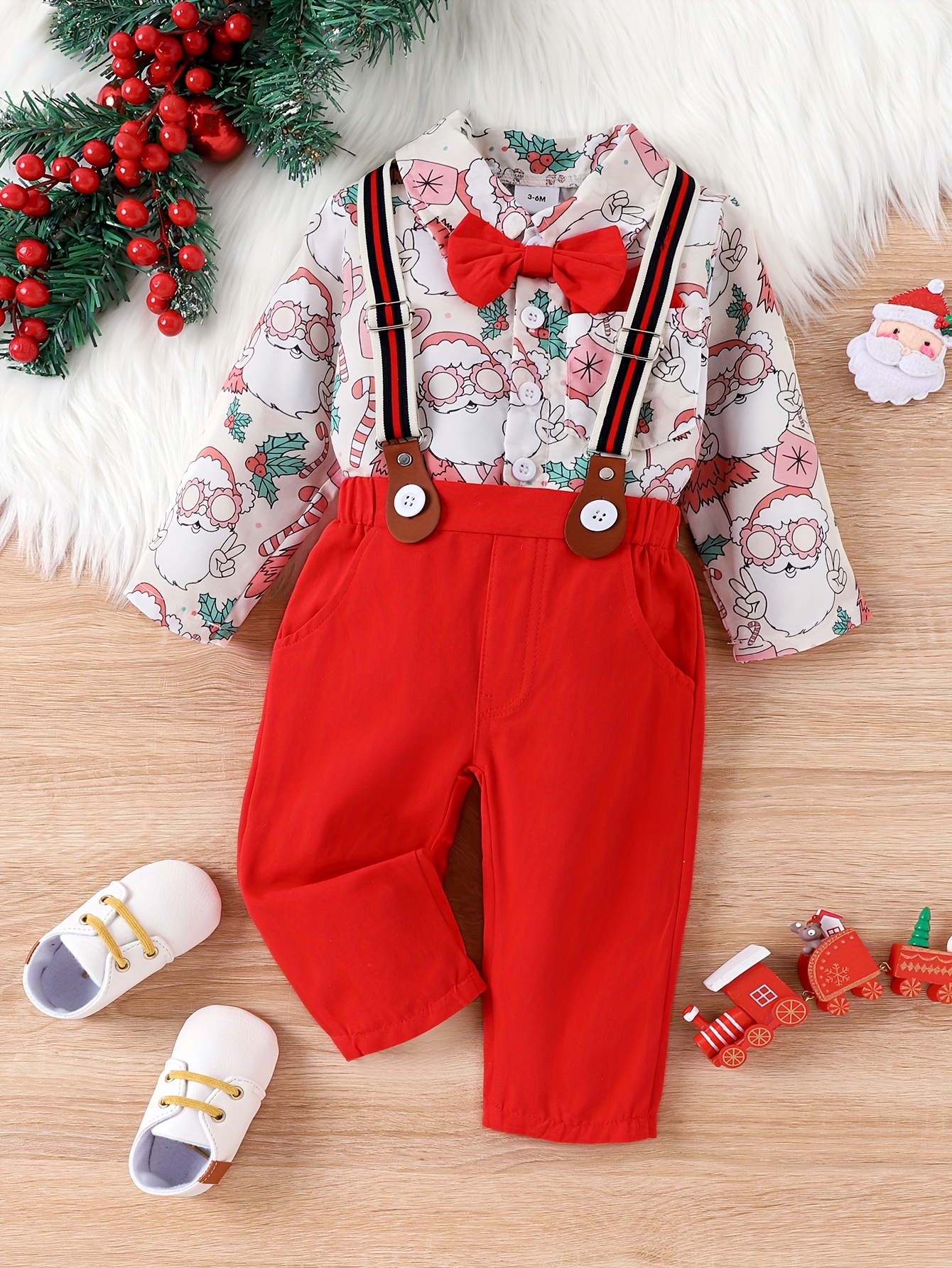 Baby boy christmas on sale outfit bow tie