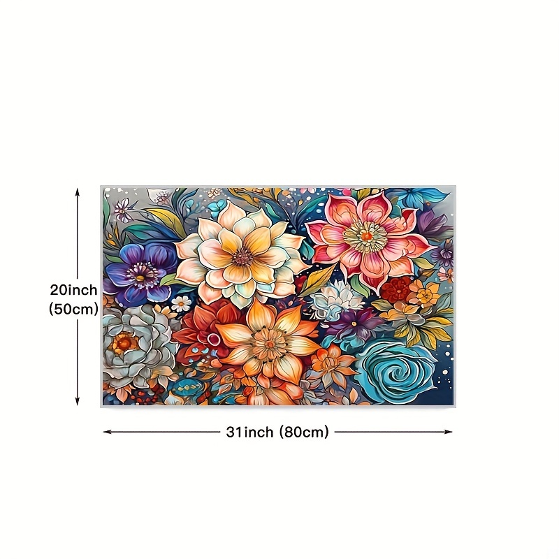 Bohemian Watercolor Floral Kitchen Strip Mat With Anti Slip Soft