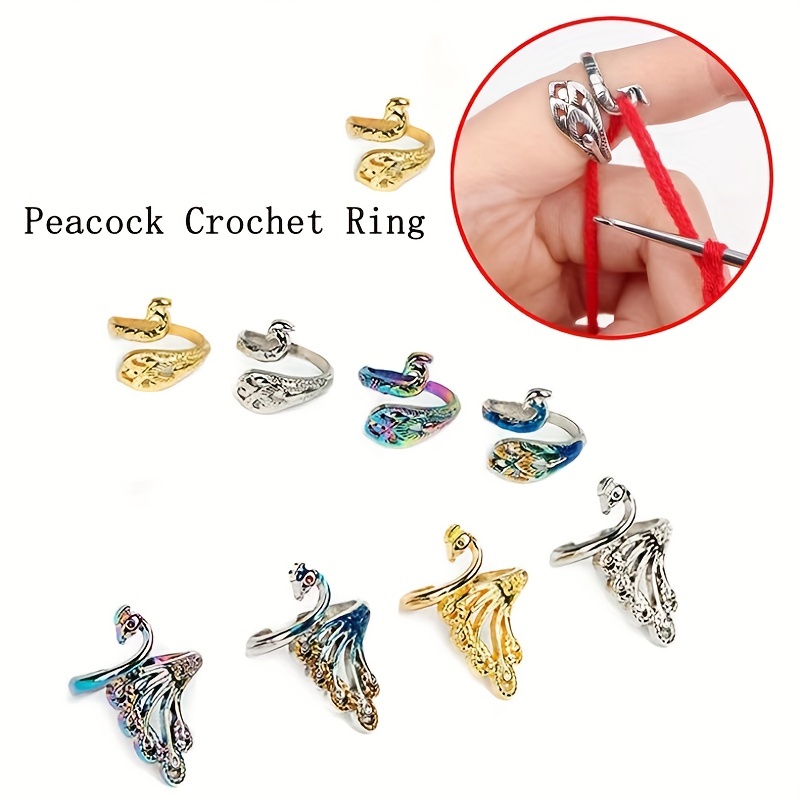 Peacock Open Ring Adjustable Knitting Loop Crochet Finger - Temu