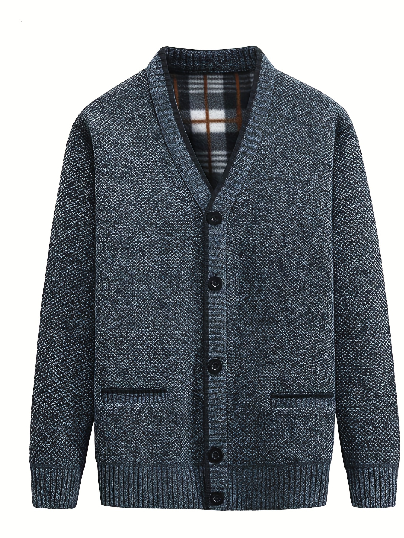 KJDWJKJRF Chaqueta de punto para hombre, color gris, cuello de pico, suéter  sin capucha, cárdigan de punto fino con botón para invierno, cálido, forro  de lana, abrigo de invierno, chaqueta de: 