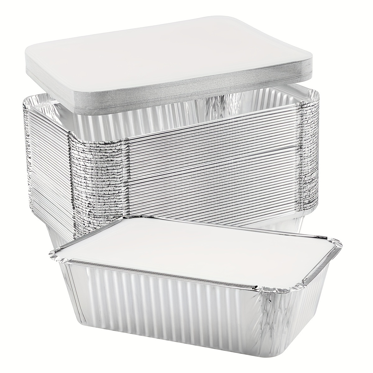10 X Large Disposable Aluminium Baking Roasting Foil Trays with Lid  Containers for Broiling Cooking Food Storage