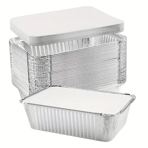 Aluminum Pan Disposable 30-pack,tin Foil Pans With Lid Recyclable,deep Pans  Tin Food Storage For Co