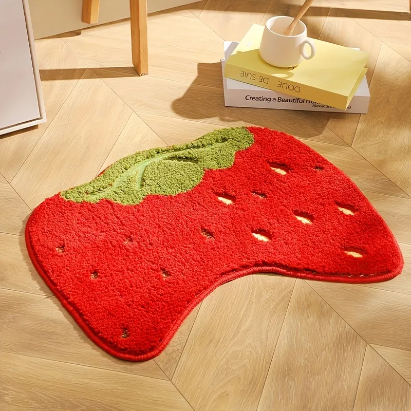 Strawberry Bathroom Rug Mat  Extra Soft and Absorbent Microfiber