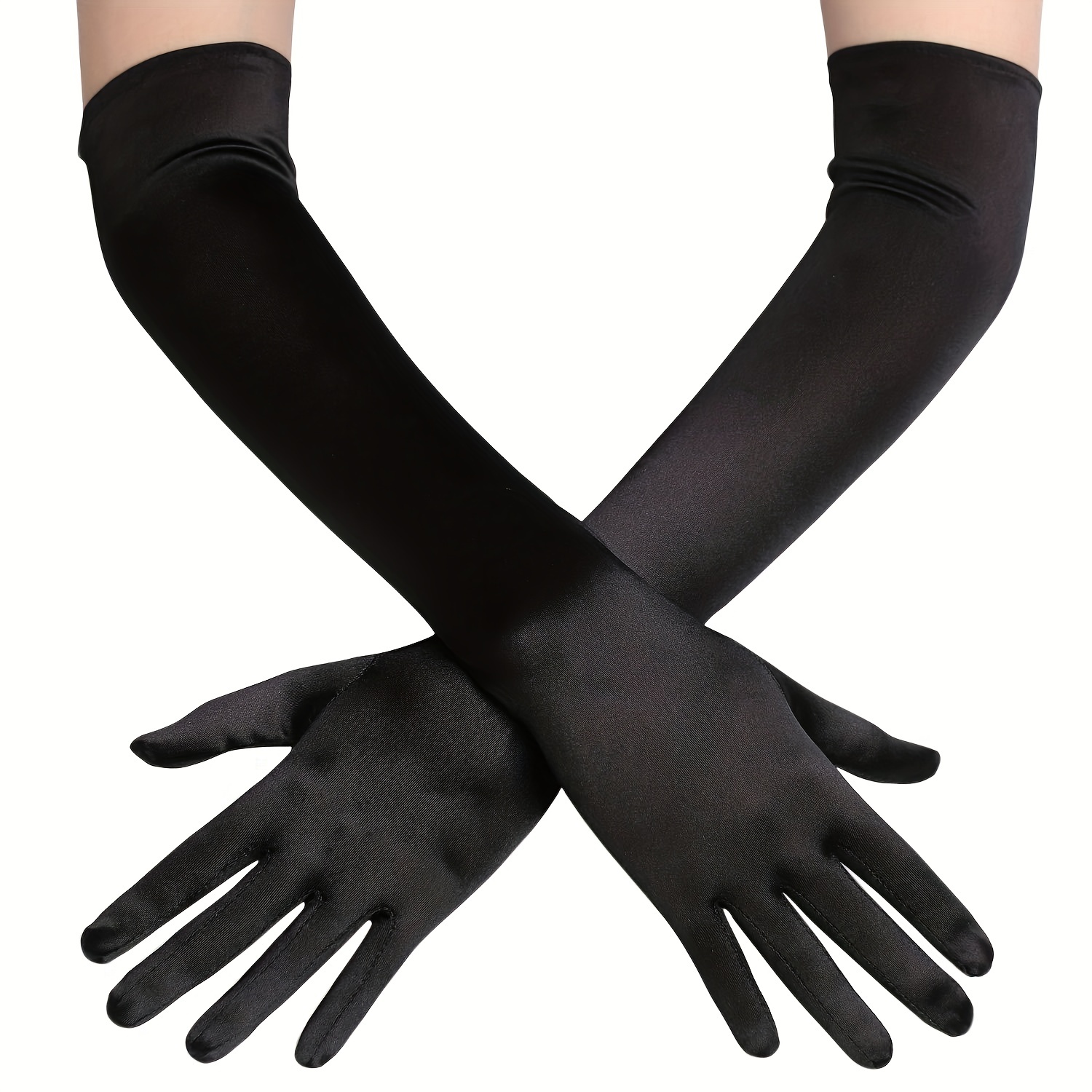 

Satin Long Gloves Black Silky Gloves 1920s Glove Opera Long 1920's Style Flapper Gloves