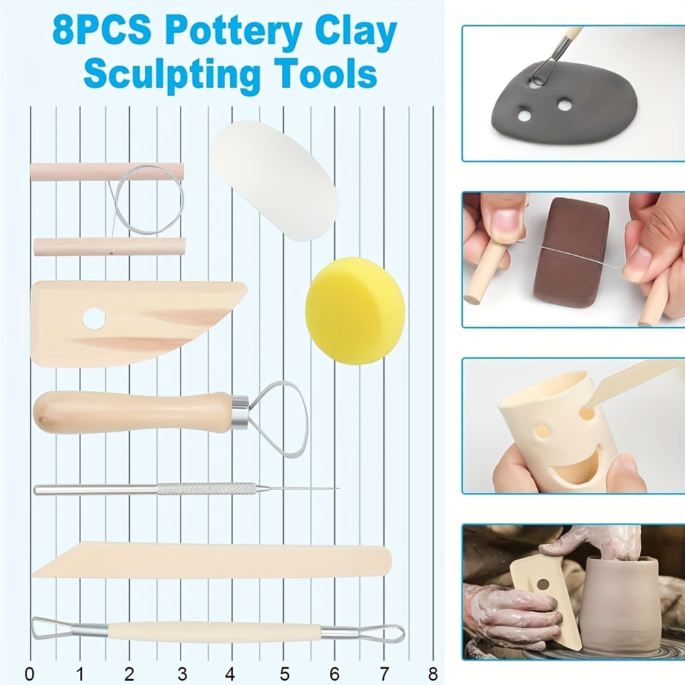 8 Pcs Set Clay Wax Pottery Tool Kit Ceramics Wax Carving Sculpting Molding Tools