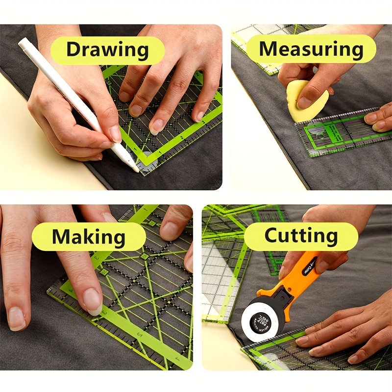 Règle de guidage de couture pour matelassage - Règle de marge de couture  avec ligne de coupe à 45 ° - Ensembles d'outils pour paperolles de 0,35 à  5,1