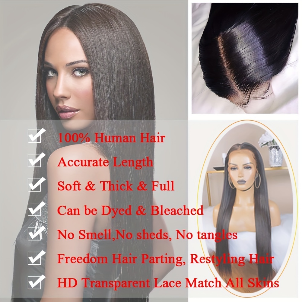 Straight Lace Front Wigs Human Hair Pre Plucked Hd Transparent