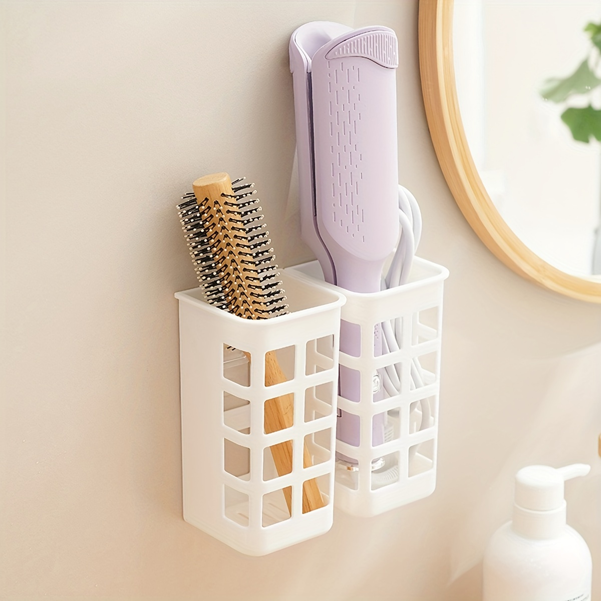 Wall-mounted Hollow Out Storage Box, Hair Curling Iron Holder