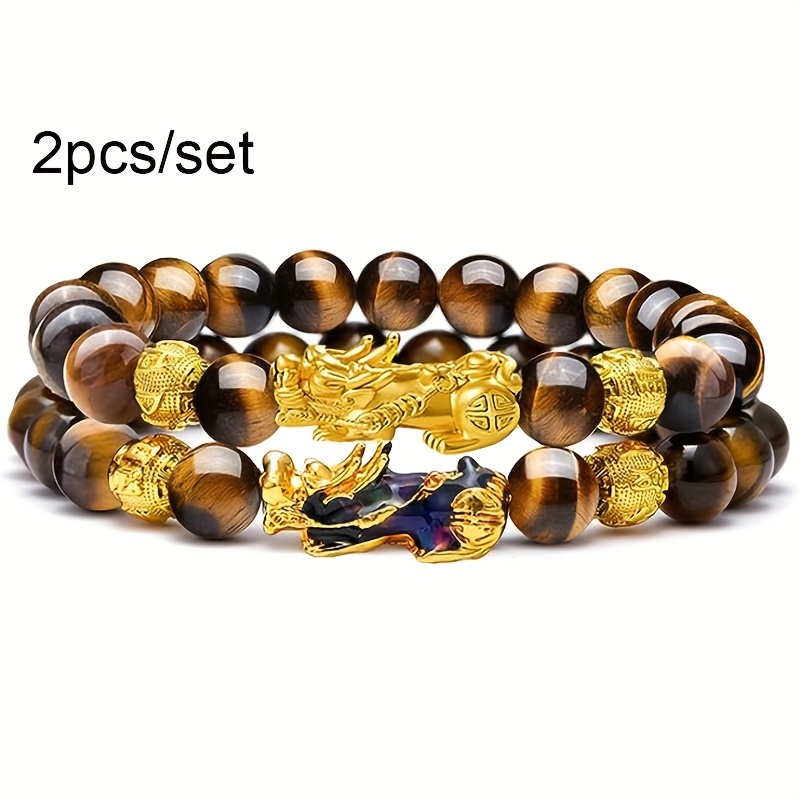 Feng Shui Good Luck Bracelets Natural Tiger Eye Stone - Temu