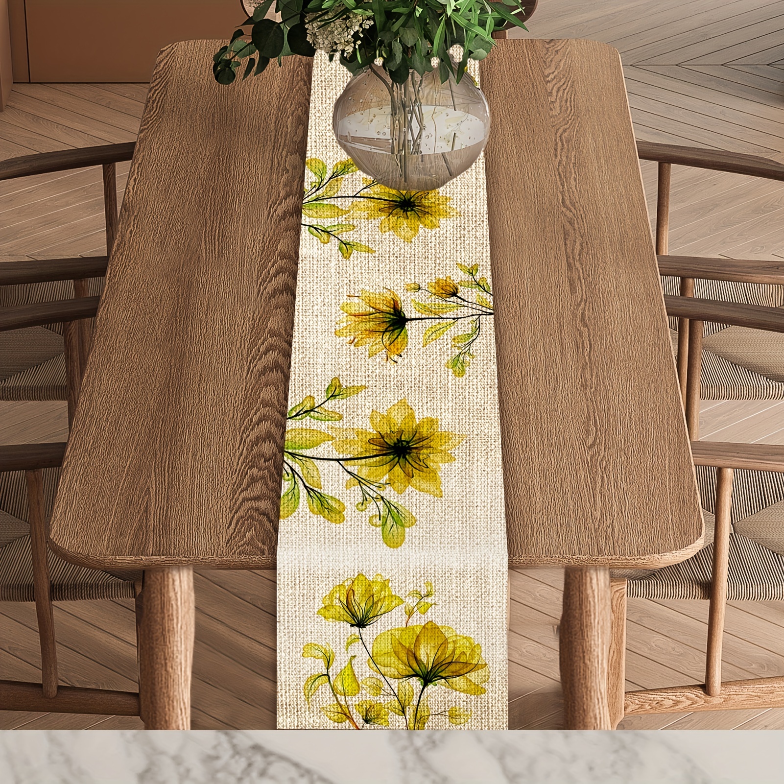 1pc Tulip Linen Table Runner Rustic Farmhouse Style Table Runner
