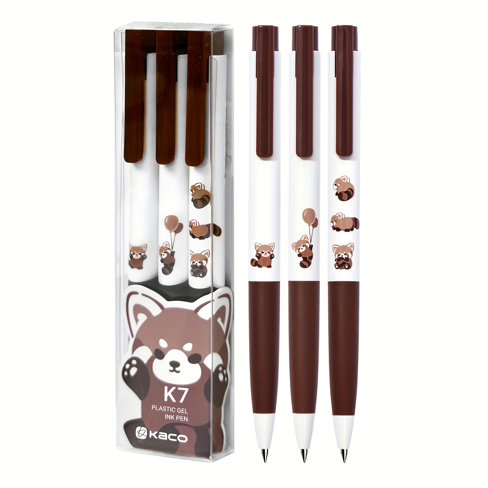 

Kaco K7 Gel Pens Cute Red Panda Original Design, 3 Pieces Set, School Office Supplies Stationary Christmas Gifts Idea No Bleed & Smear, Retractable Aesthetic Journaling Pens Smooth Writing