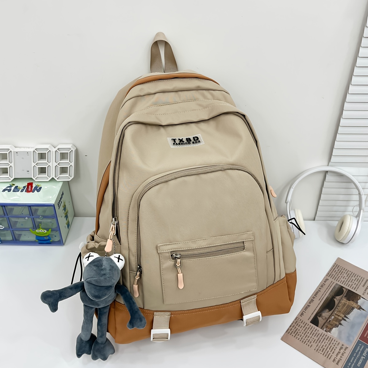 Color Contrast Laptop Backpack, Fashion Preppy Style School Bookbag, Casual  Versatile Nylon Travel Rucksack - Temu