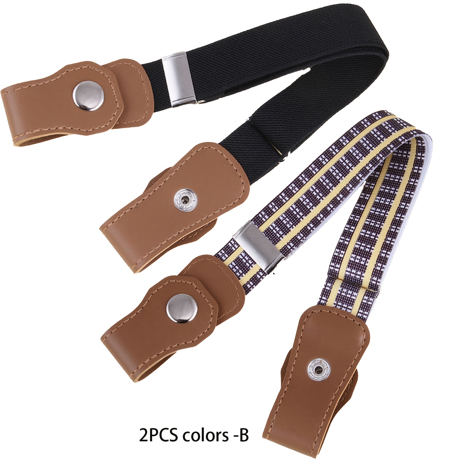 2 Pack Kids No Buckle Stretch Belts For Girls Boys 2 Loop Elastic