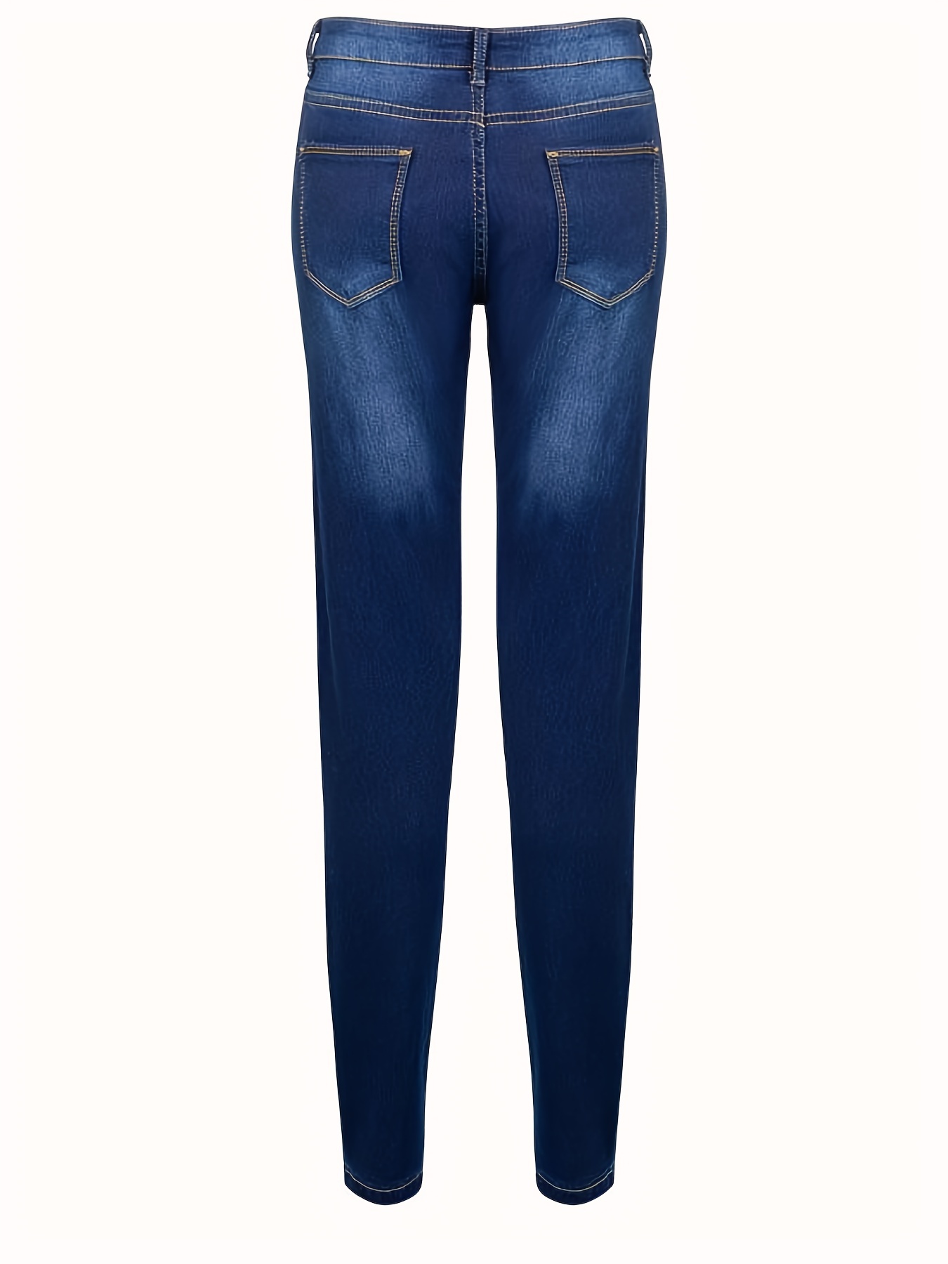 High Curvy Plain Design Lone Skinny Jeans Casual Long - Temu Canada