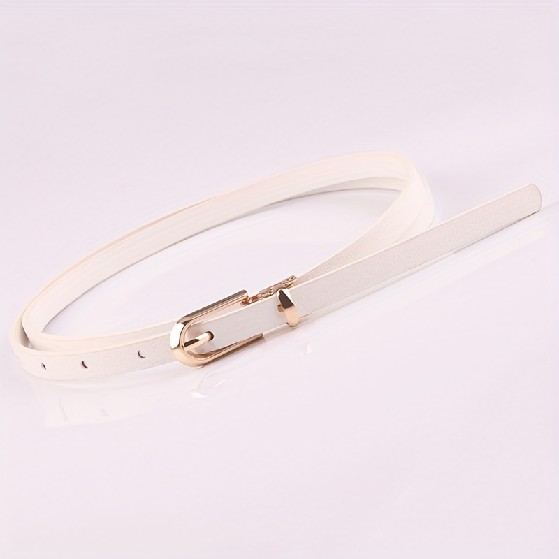 Thin Belt Oval Buckle PU Leather Jeans Pants Sweater Dress Girdle