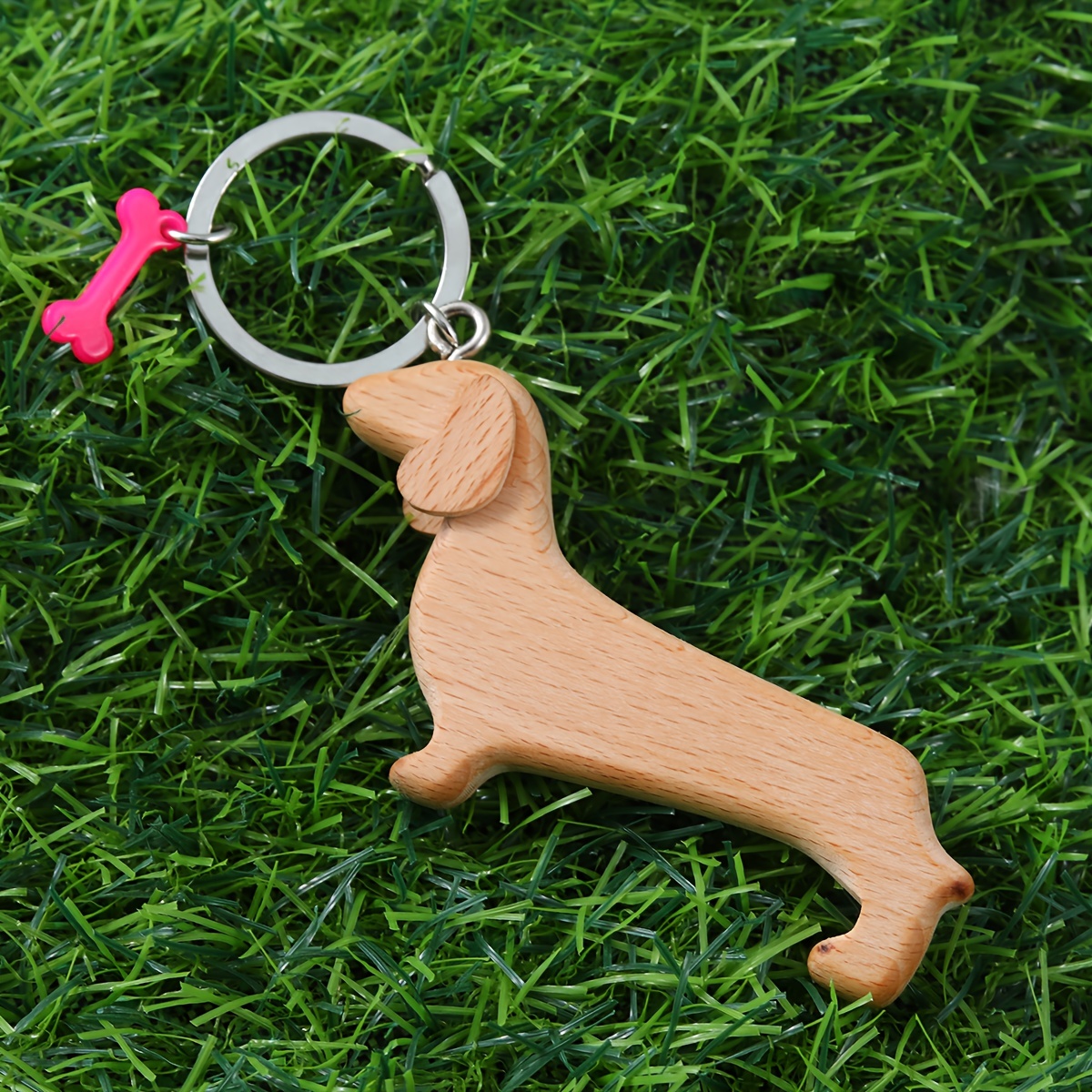 

1pc Dachshund Dog Keychain Cute Wooden Animal Key Chain Ring Bag Backpack Charm Car Hanging Pendant Dog Mom Dad Pet Lovers Gift