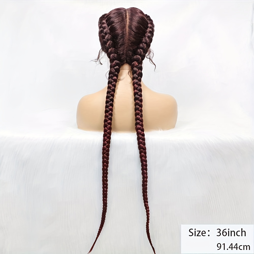 4 Cornrow Braids 360 Lace Front Wigs Double Dutch Hand Box Braids Synthetic  Hair