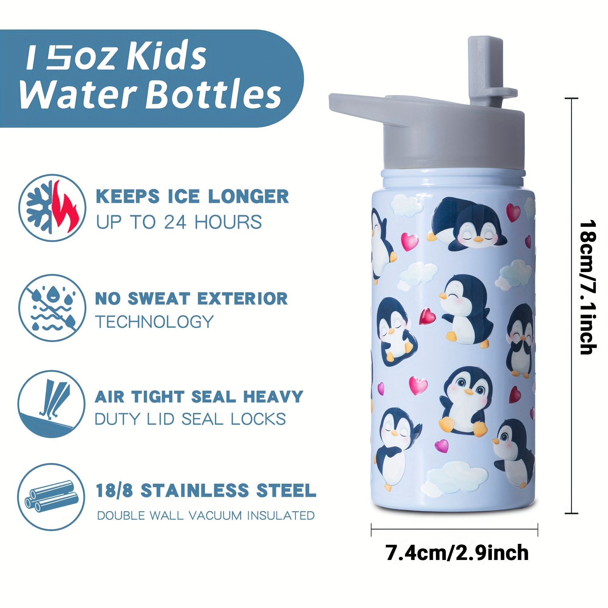 1 Botella Agua Pingüino 15 Onzas Escuela Tazas Aisladas - Temu Spain