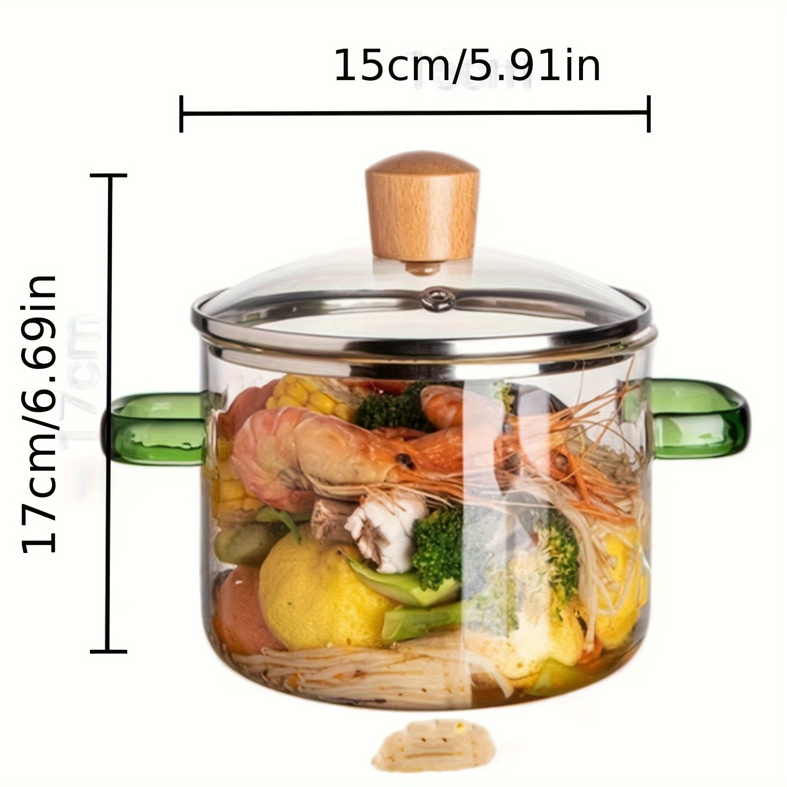 1 Pc Large Capacity Glass Soup Pot with Cover Glass Pot with Lid