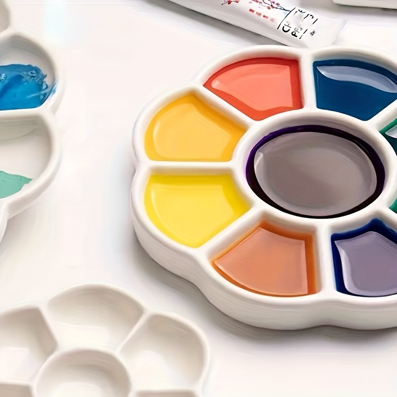 Ceramic Palette for Watercolor Painting _ Mixing Paint Palette