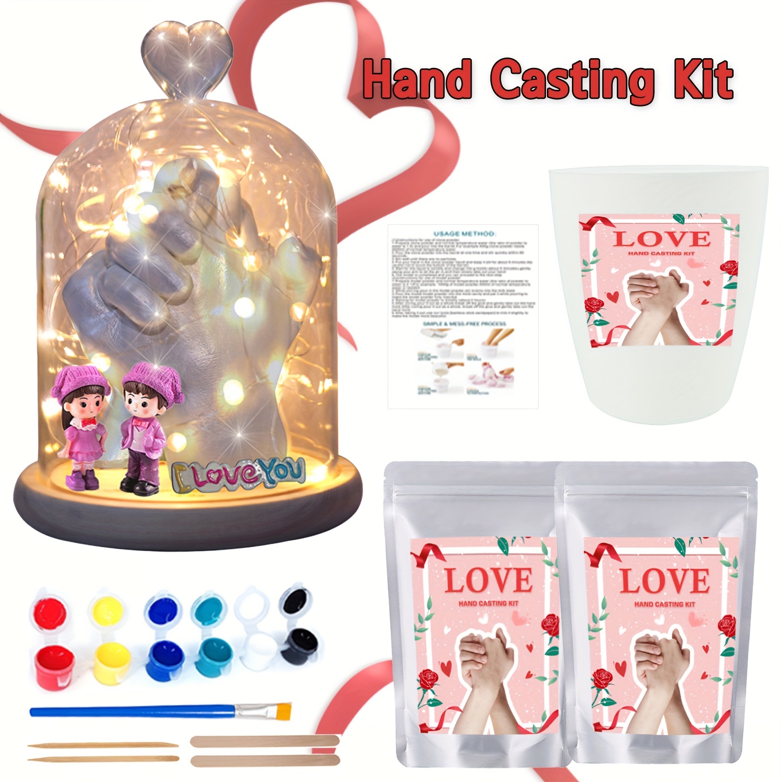 Hand Casting Kit for Couples or Family, DIY Plaster Hand Mold Keepsake  Sculpture Kit Gifts for Her Kids Weddings Anniversary 