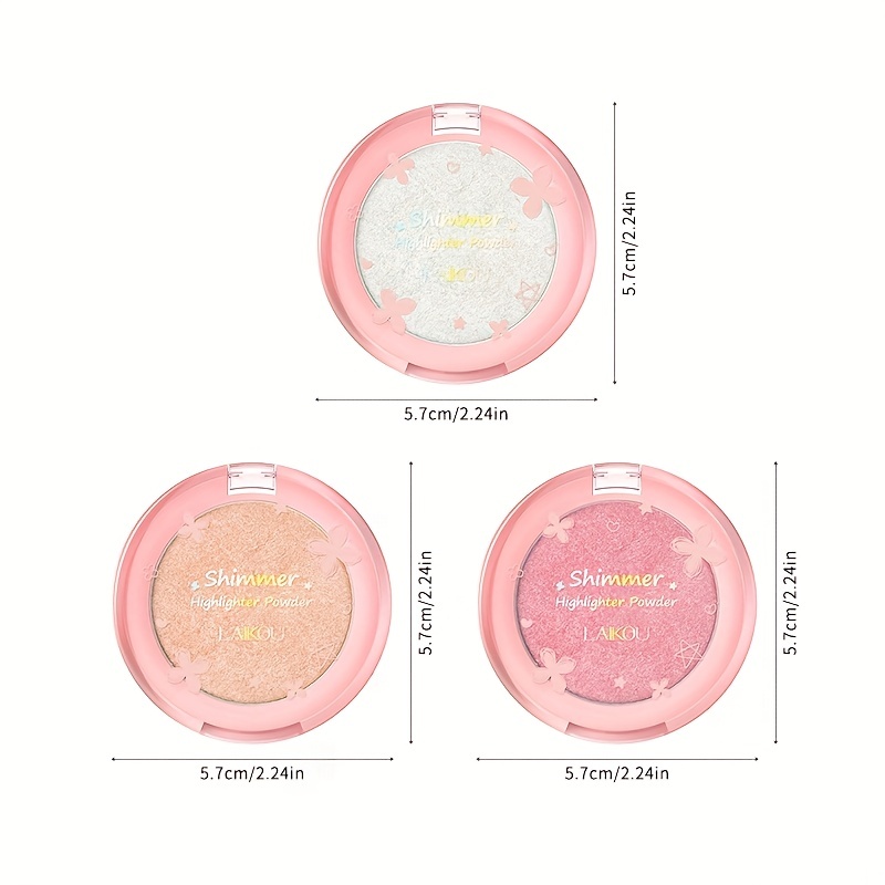 Highlighter Powder Soft Silky Texture Waterproof Face Makeup Compact 3 Colors