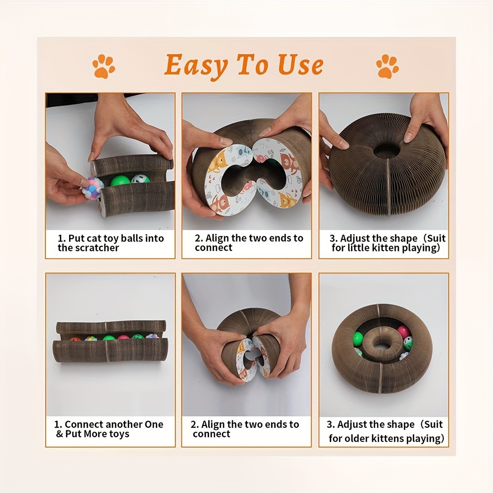 Interactive Cat Scratch Board & Ball Toy - Foldable Scratching Mat
