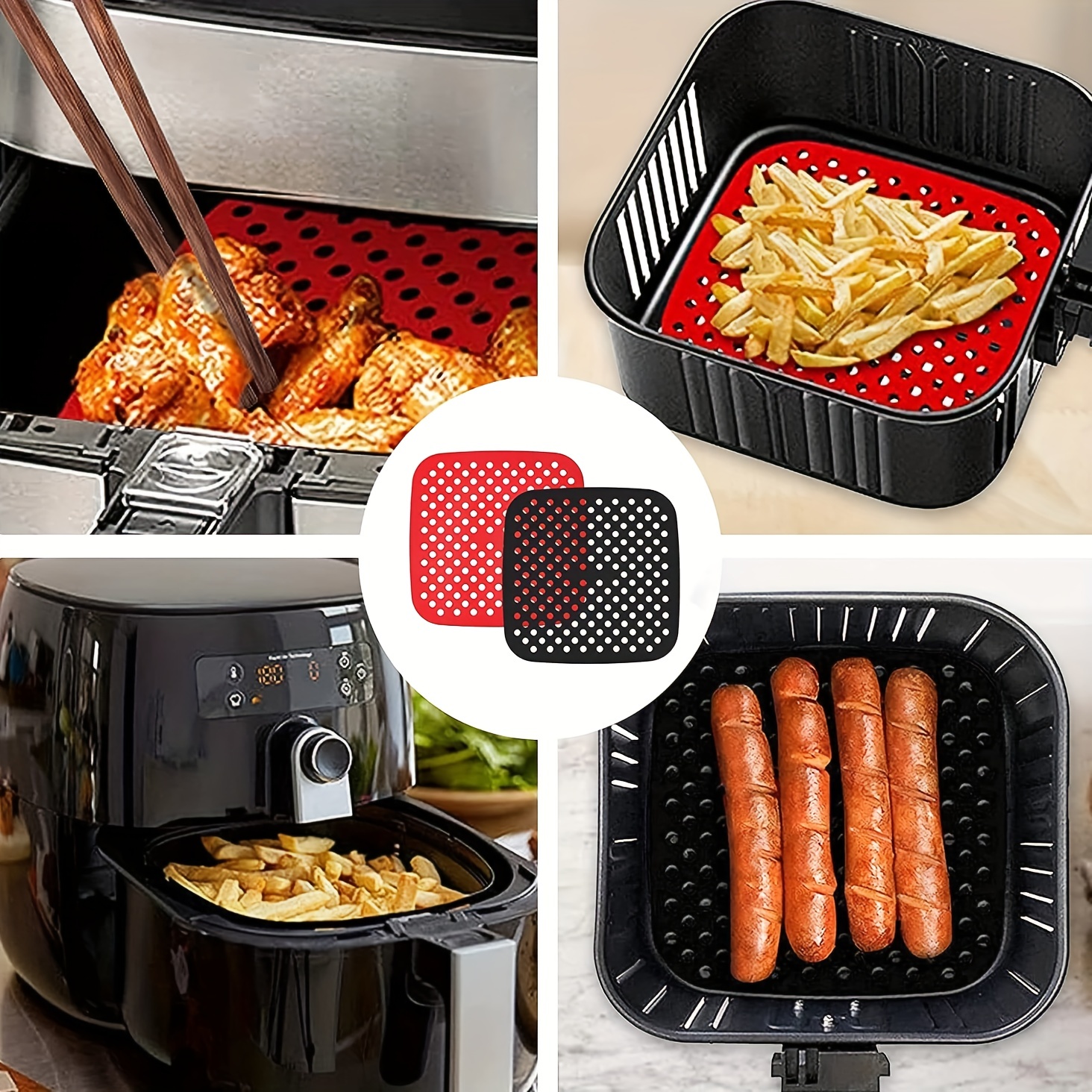 Silicone Air Fryer Liner, Air Fryer Liners Mat With Holes, Reusable Baking  Sheets, Oven Accessories, Baking Tools, Kitchen Gadgets, Kitchen  Accessories, Home Kitchen Items - Temu