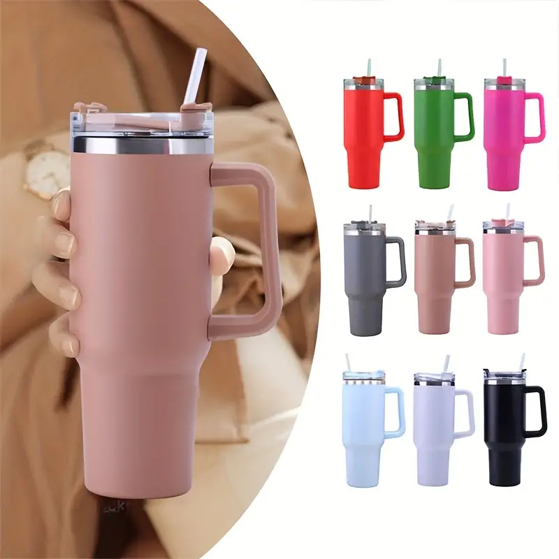 Tumbler With Handle And Straw Lid, Double Wall Vacuum Sealed Stainless  Steel Insulated Slim Tumblers, Travel Mug For Hot And Cold Beverages,  Travel Coffee Mug - Temu Italy
