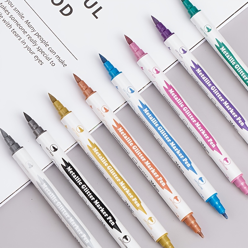 10 Colors Metallic Brush Pen Markers Brush Pens For Fabric - Temu
