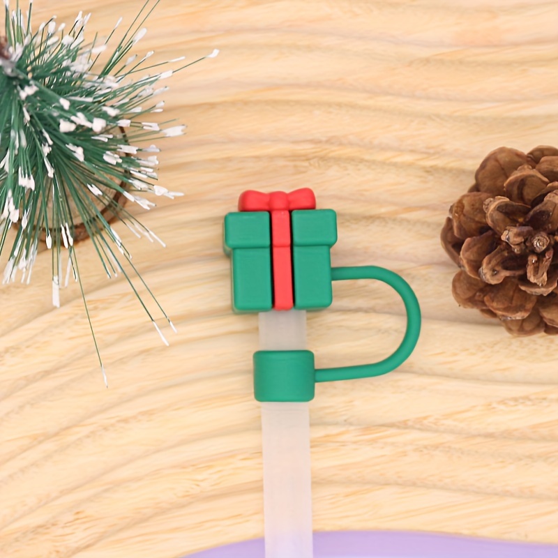  Christmas Straw Cover Caps, 6 PCS Christmas Theme